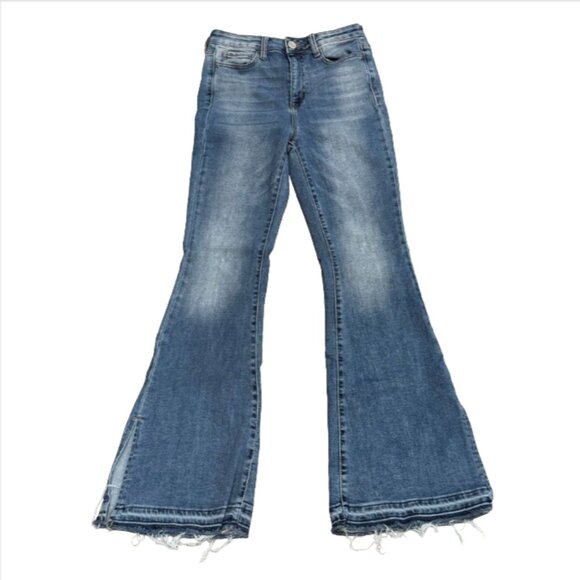 SO High Rise Flare Split Hem Denim Jeans - Picture 1 of 3